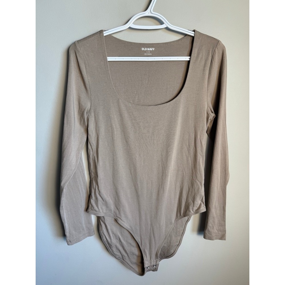 Old Navy LS Scoop Neck Bodysuit Women's Large Basic Minimalist Neutral